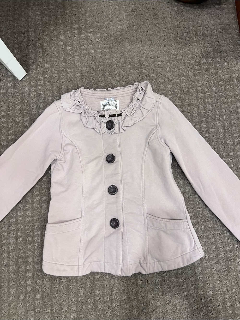 Nick & Mo Pale Pink Ruffle Collar Jacket